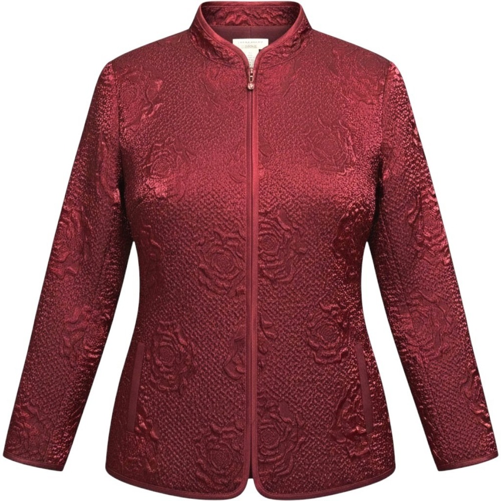 Laura Ashley Jacket Womens PM Textured Metallic Floral Button Front